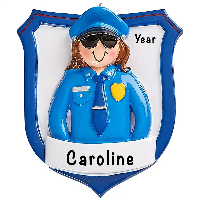 Female Police Officer Personalized Holiday Ornament 1
