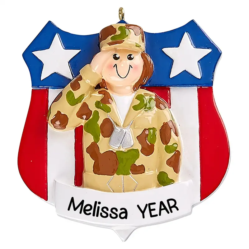 Female U.S. Army Soldier Custom Ornament 1