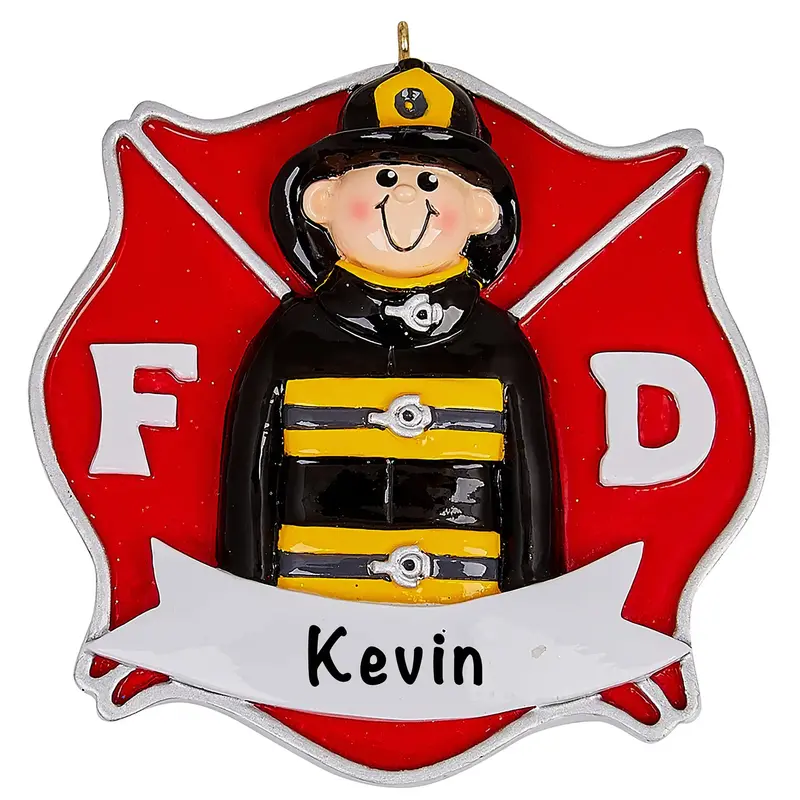 Firefighter-Themed Custom Holiday Ornament 1
