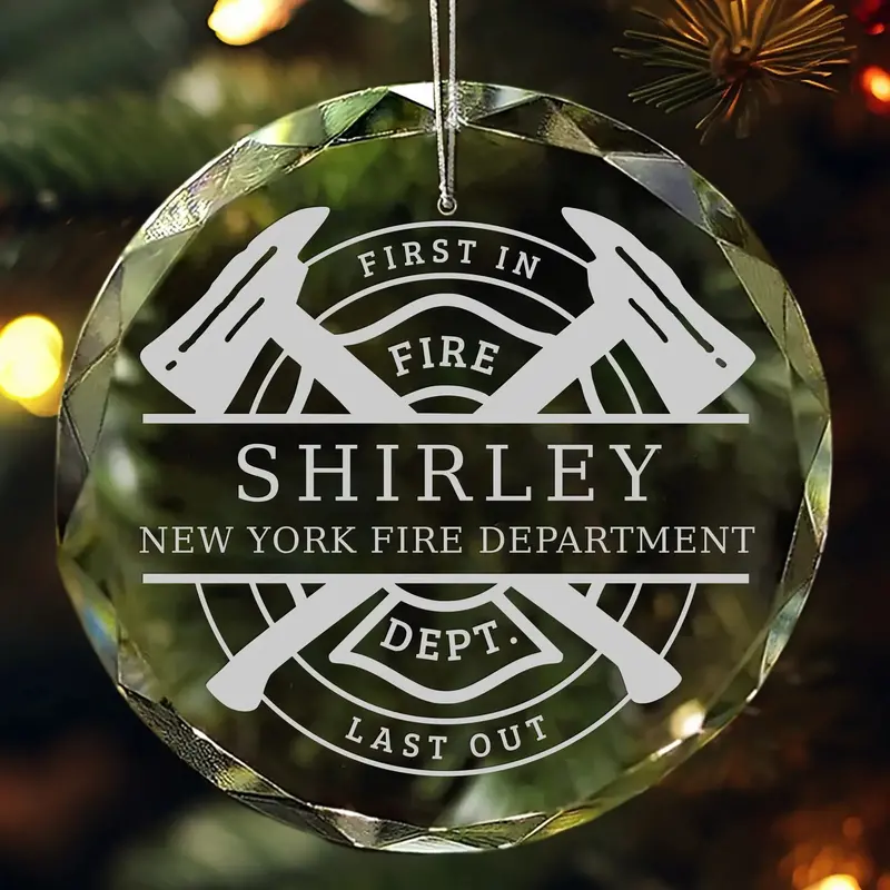 Firefighter-Themed Glass Ornament – Honoring Bravery 1