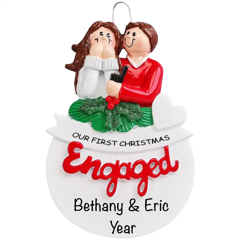 First Christmas As An Engaged Couple Ornament 1