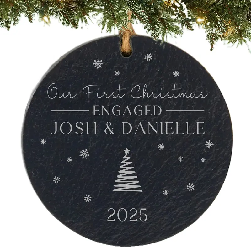 First Christmas As An Engaged Couple Ornament – Custom Romance Decor 1