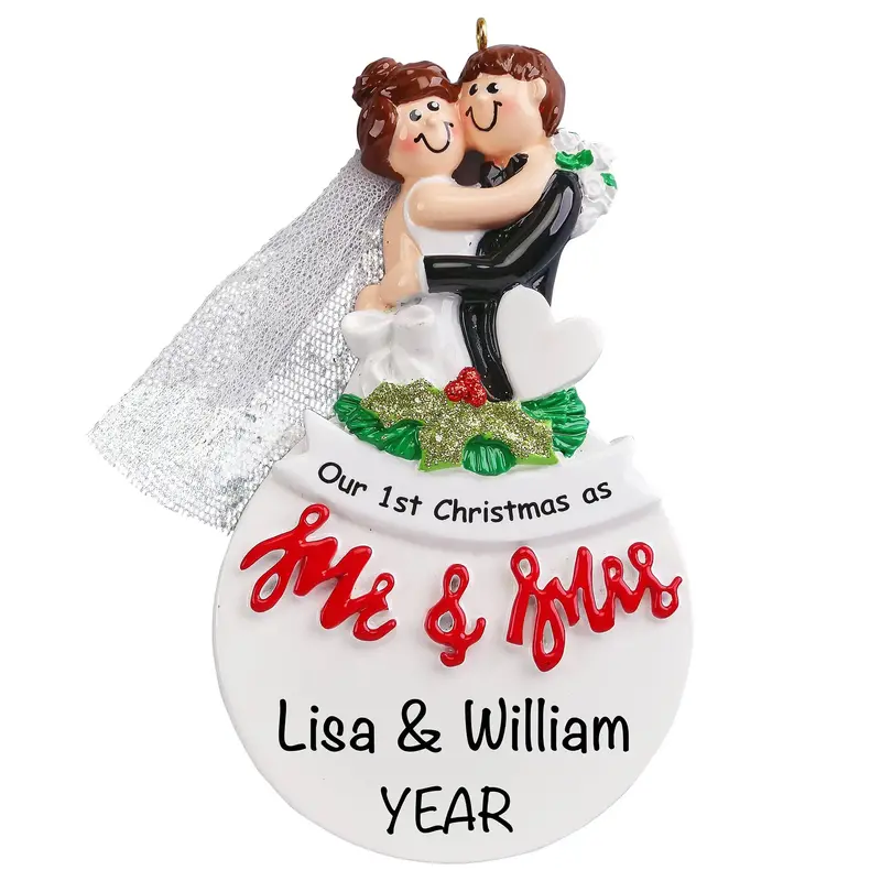 First Christmas As Mr. & Mrs. Custom Ornament 1