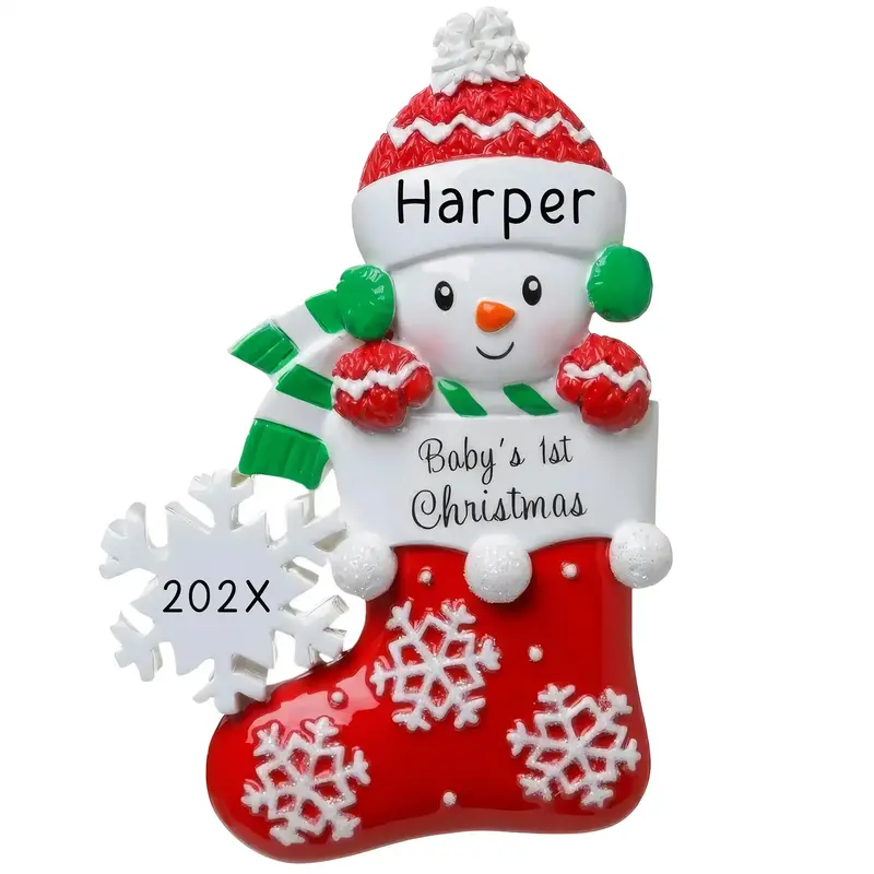 First Christmas Ornament For Baby – Custom Red Stocking Design 1