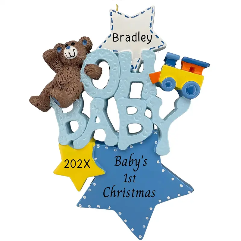 First Christmas Ornament For Boys – 'Oh Baby!' Theme 1