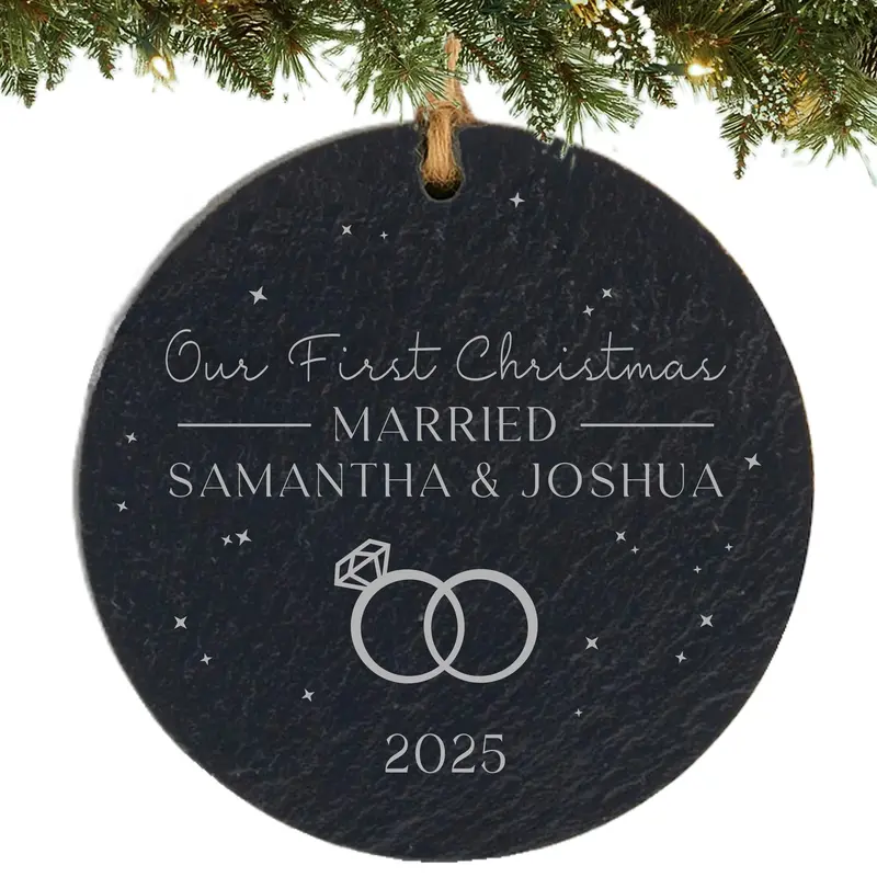 First Married Christmas Ornament – Personalized Couple Keepsake 1