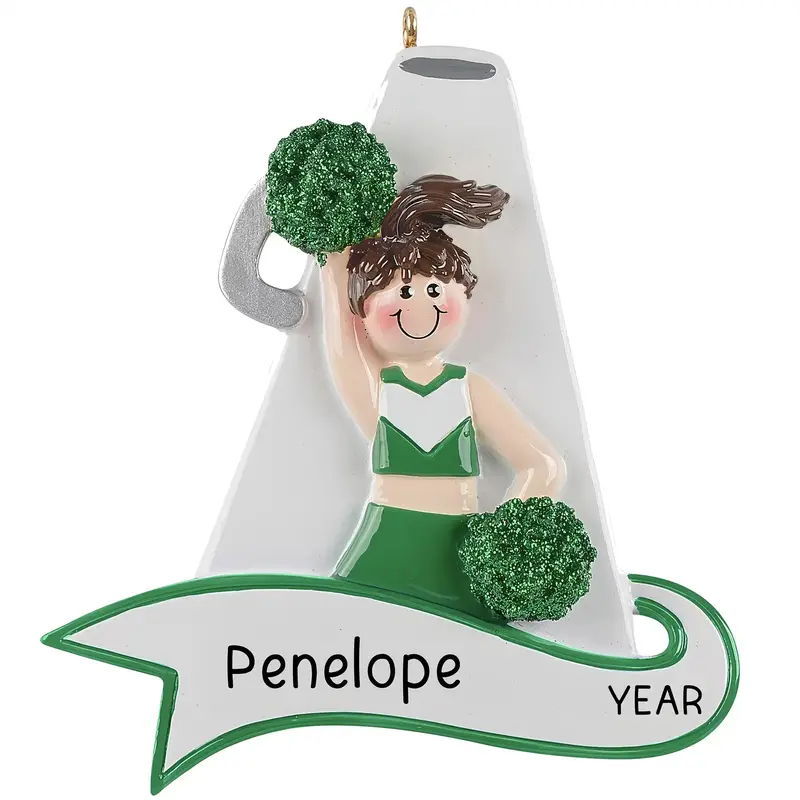 Green Megaphone Cheerleader Christmas Ornament 1