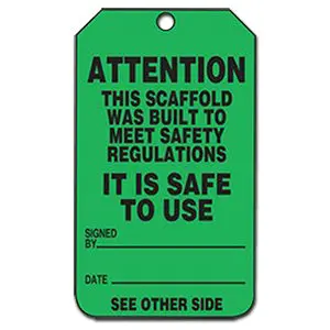 Green Scaffold Status Tag – 'Safe For Use' 1