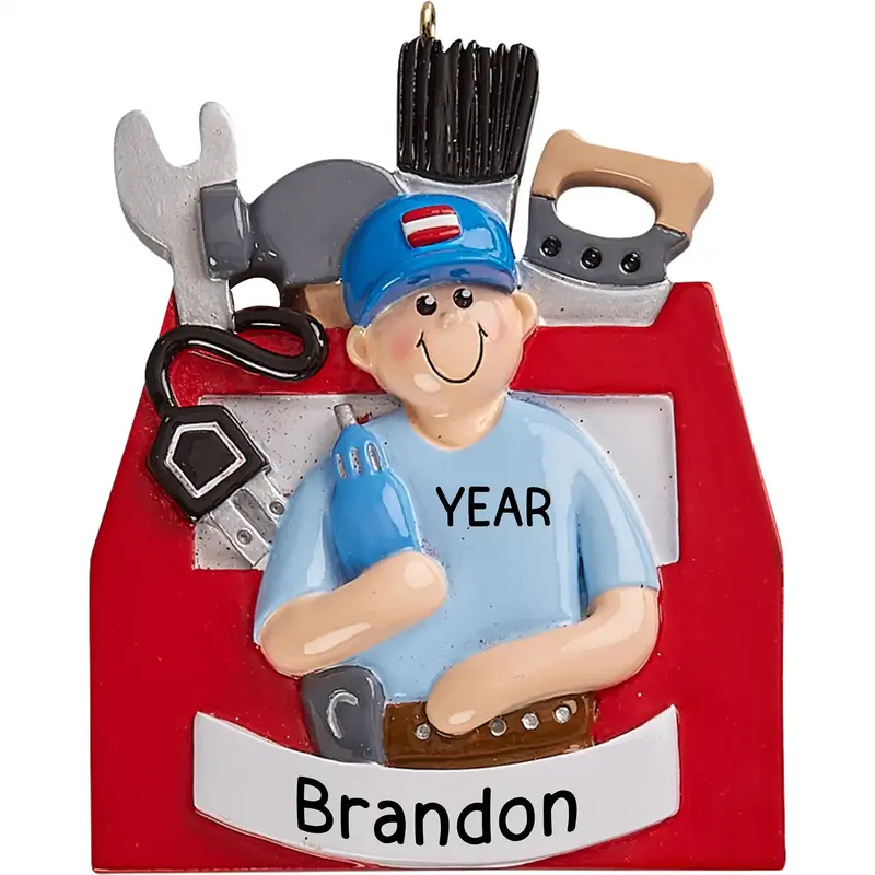 Handyman Toolbox Theme Holiday Ornament 1