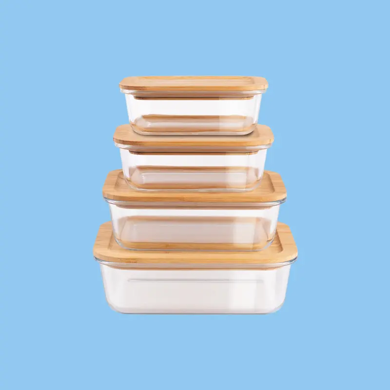 Heena'S Haven 4-Piece Glass Food Storage Set With Bamboo Lids 1