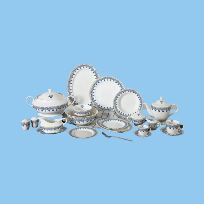 Heena'S Haven Blue Design 134-Piece Dinner Set 1