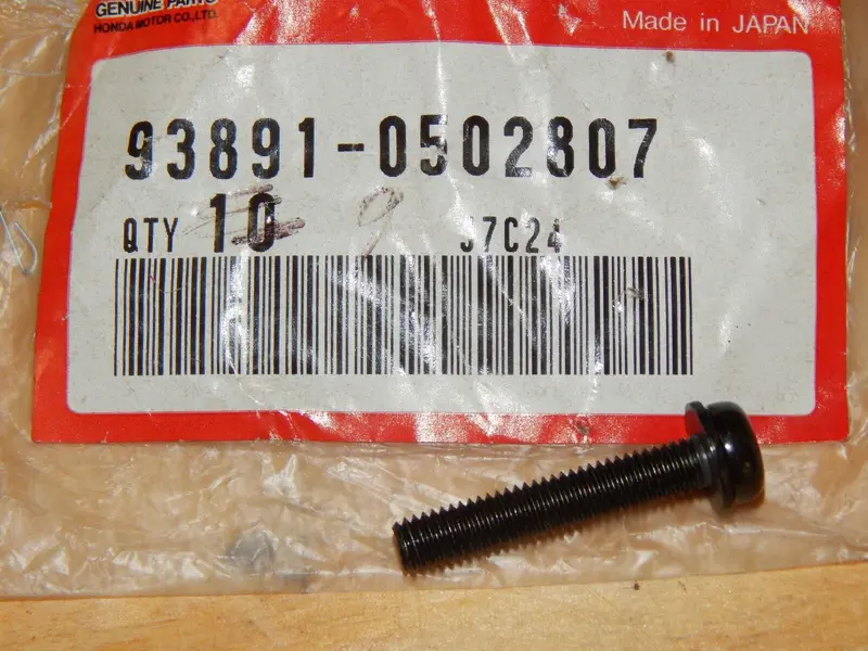 Honda Genuine Handlebar Switch Mounting Screw #93891-0502807 (Single, New) 1