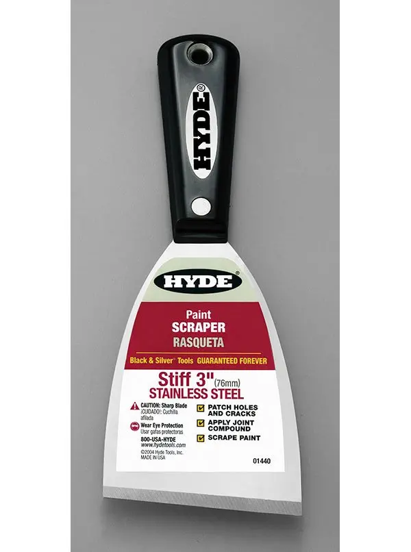 Hyde Tools 01440 3" Stiff Stainless Steel Putty Knife 1