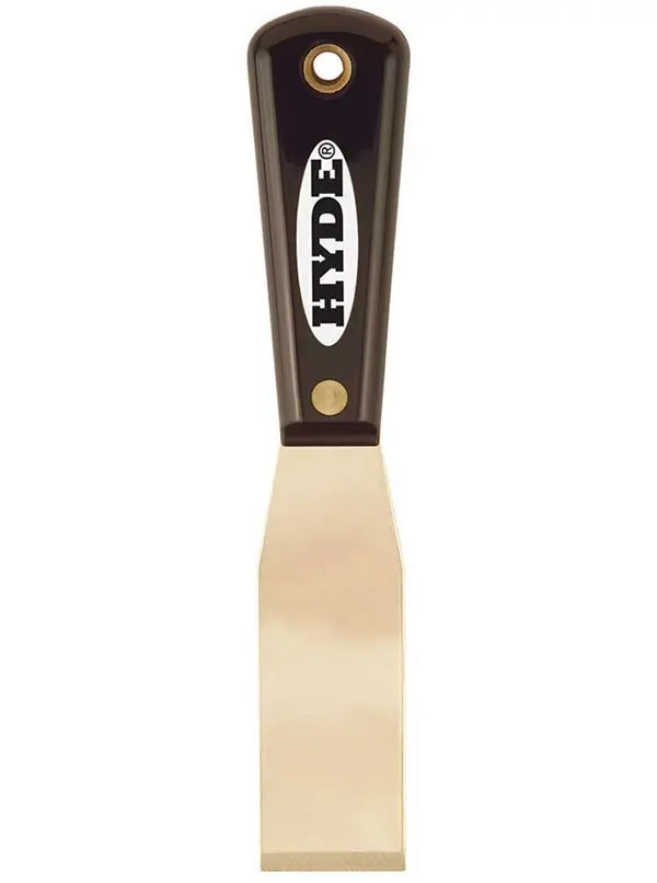 Hyde Tools 02215 Stiff Chisel Brass Knife – 1-5/16-Inch Non-Sparking Scraper 1