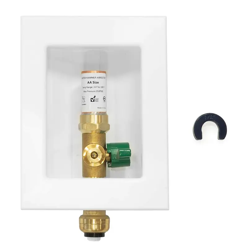 Ice Maker Outlet Box With 1/2-Inch Push-Fit Inlet And Integrated Water Hammer Arrestor 1