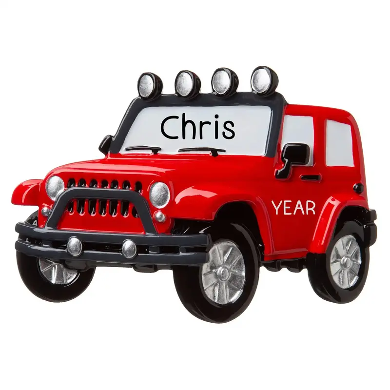 Jeep 4X4 Red Holiday Ornament 1