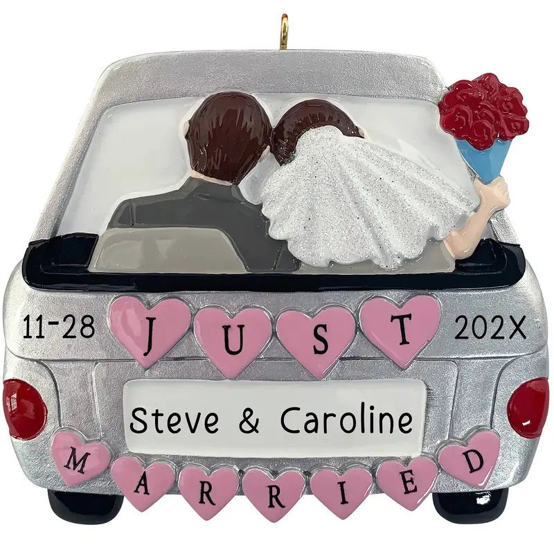 'Just Married' Car Ornament – Silver Finish 1