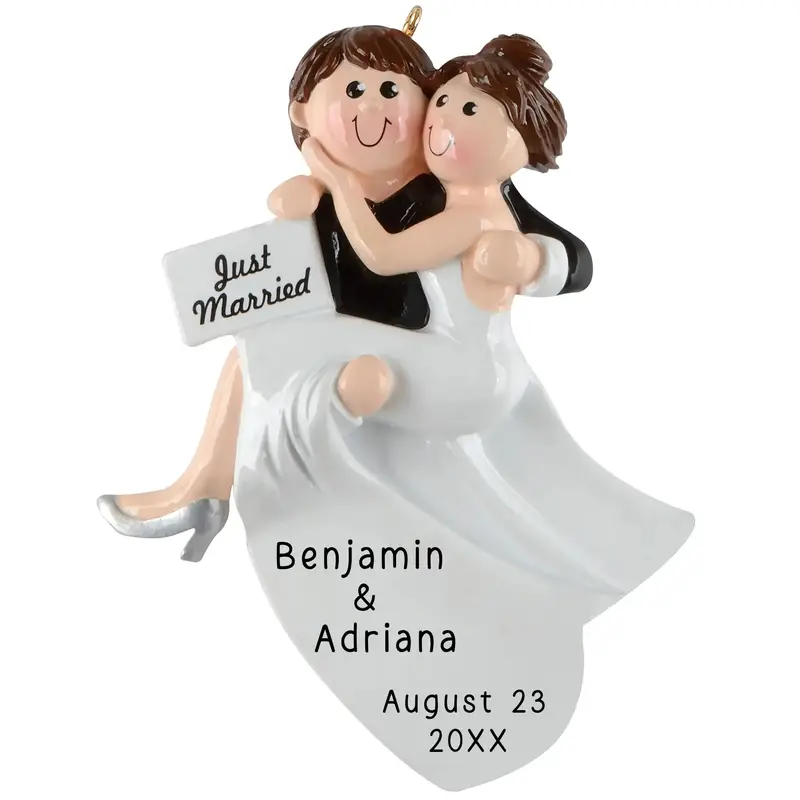 Just Married Ornament – Bride And Groom Personalized Wedding Keepsake 1