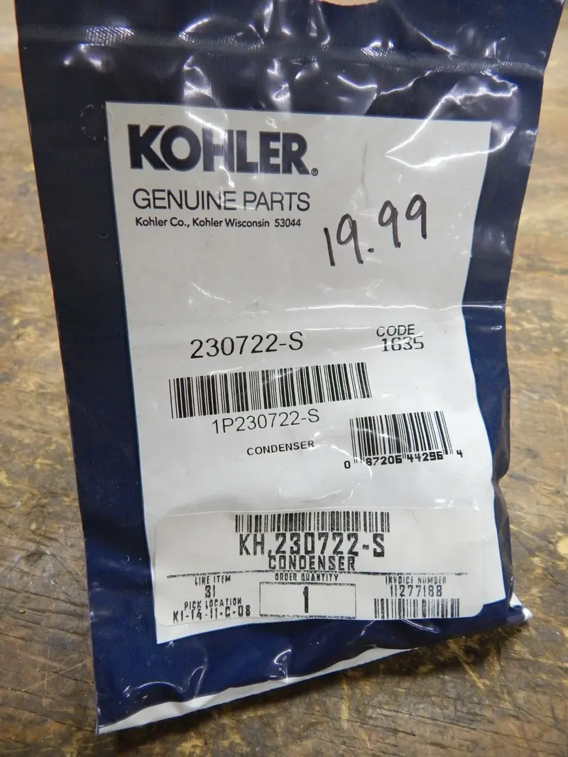 Kohler Condenser – Genuine Replacement Part 230722-S 1