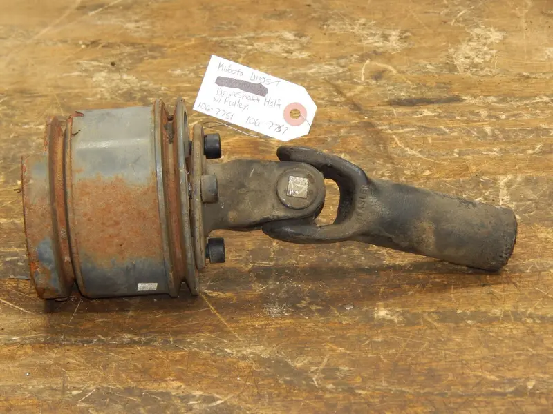 Kubota D1105-T Drive Shaft Half With Integrated Pulley (Parts #106-7751 & #106-7757) 1