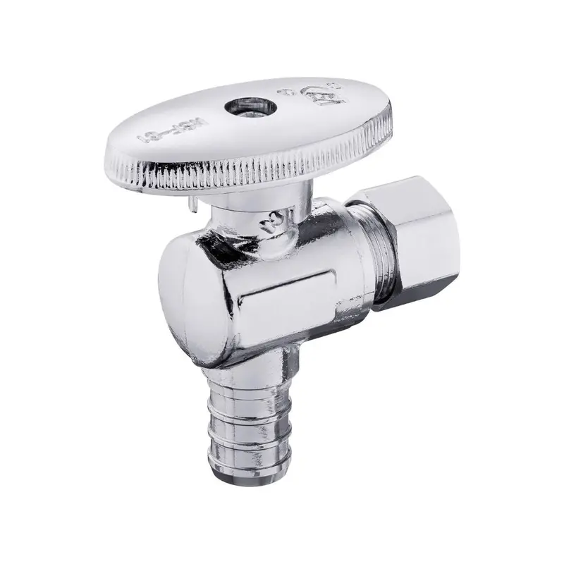 Lead-Free 1/2" Pex Crimp To 3/8" Od Compression Angle Stop Valve – Quarter-Turn 1