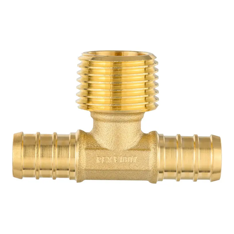 Lead-Free Pex-B Crimp Male Tee: Three 1/2" Ports 1