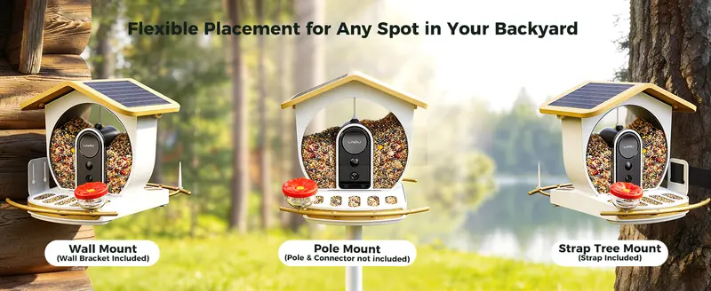 Lndu Aviary Solar Bird Feeder – Dual 1080P Cameras, 50Fps Video, Ai Bird Species Id 1