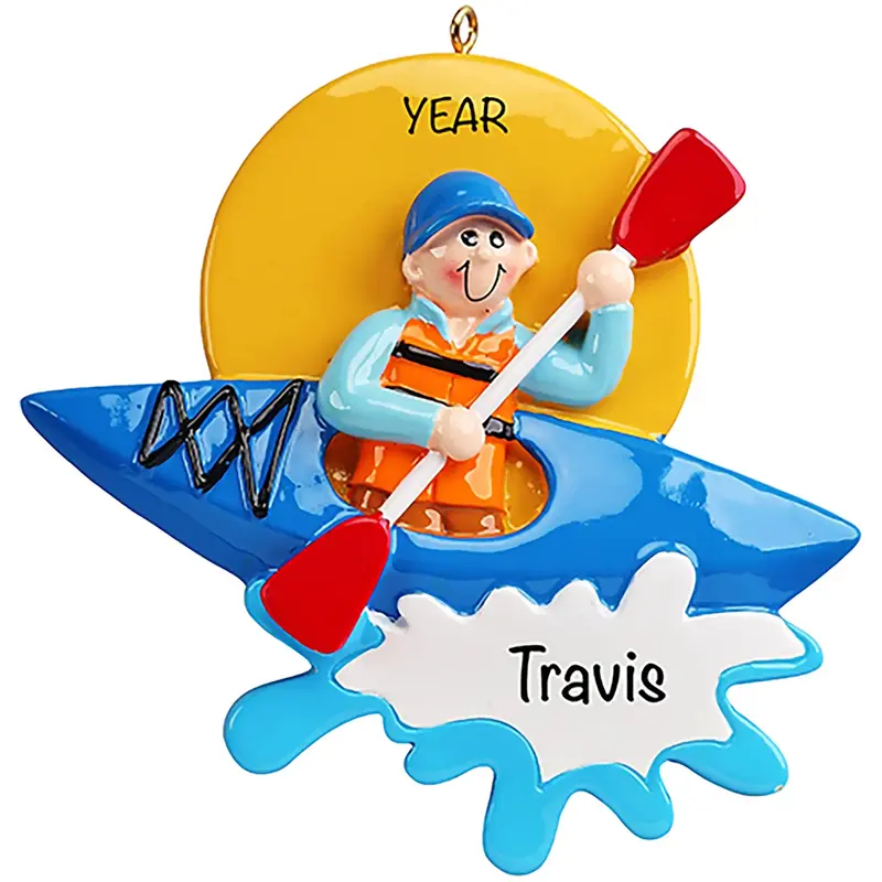 Male Kayaker Holiday Ornament 1