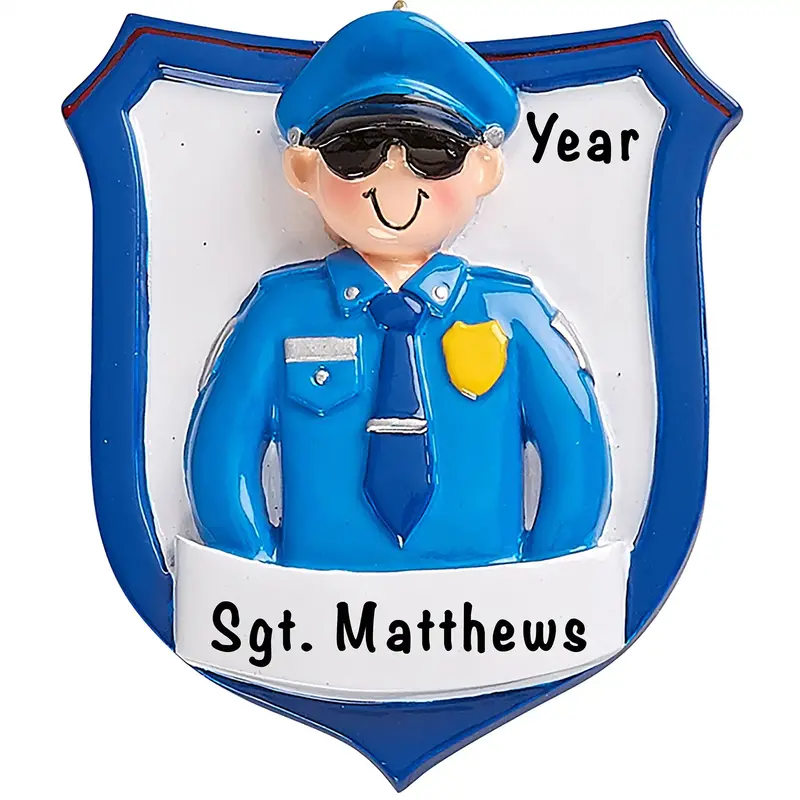 Male Police Officer Personalized Christmas Ornament 1