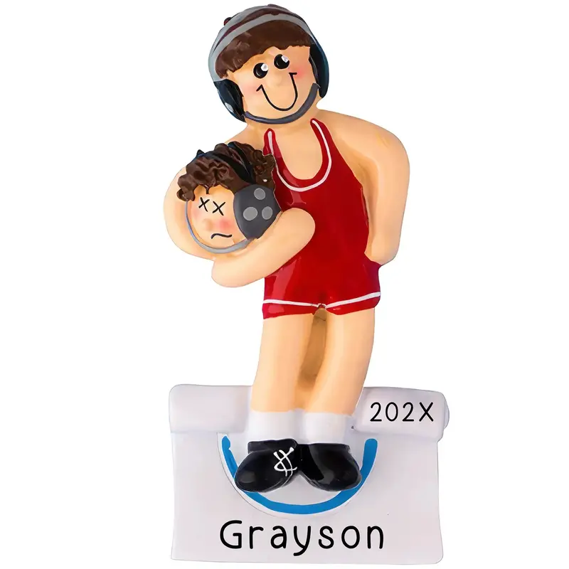Male Wrestler Ornament In Red Singlet 1