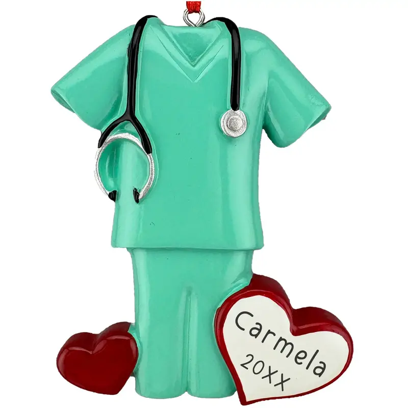 Medical Professional Ornament – Green Scrubs-Themed Holiday Keepsake 1