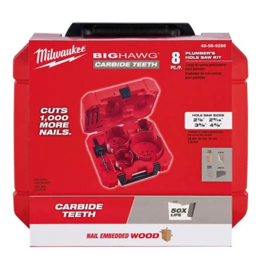 Milwaukee Big Hawg 8-Piece Carbide-Tipped Plumber’S Hole Saw Kit 1