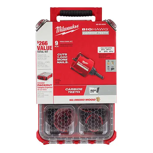 Milwaukee Big Hawg 9-Piece Carbide Hole Saw Kit With Packout Compact Organizer 1