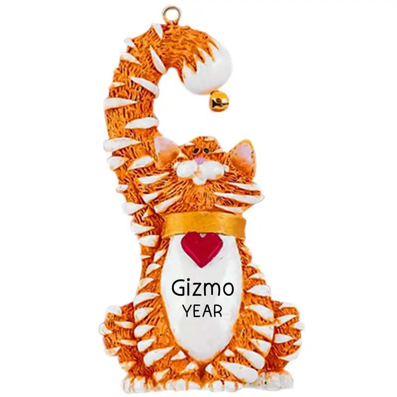 Orange Tabby Cat Ornament – Custom Name Personalization Option 1