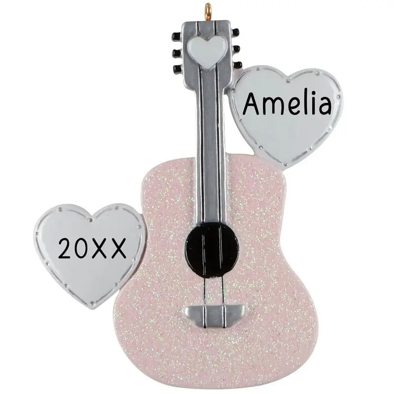 Pink Guitar Music Lover Ornament 1