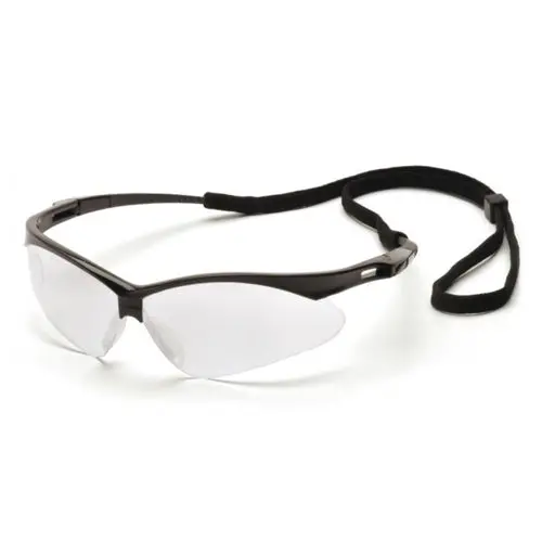 Pmxtreme Clear-Lens Safety Glasses With Matte Black Frame And Integrated Retention Cord 1
