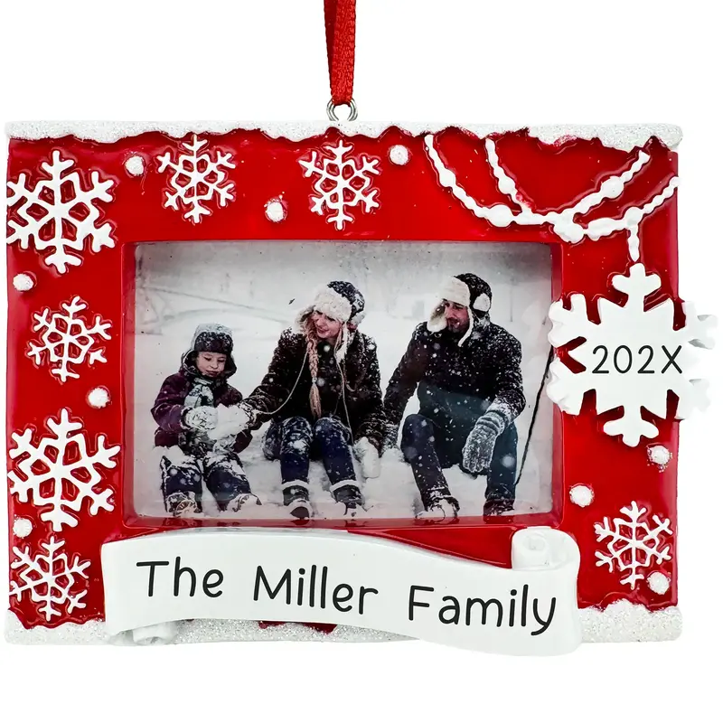 Red Photo Frame Ornament – Personalized Holiday Decoration 1
