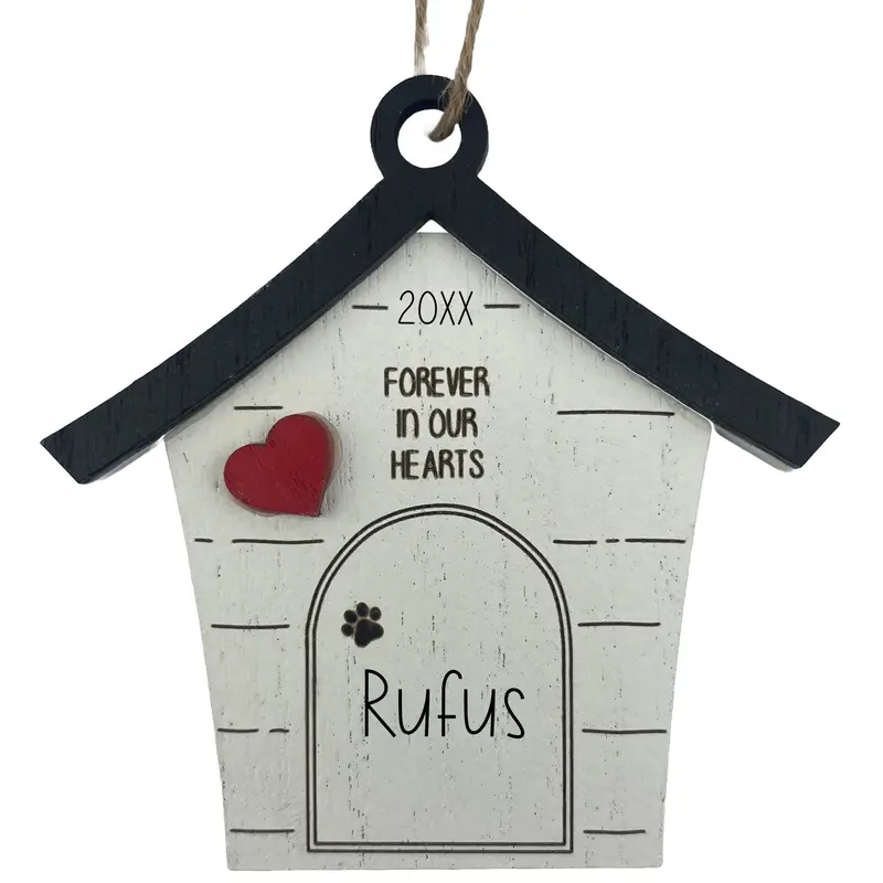 Rustic Dog House Memorial Ornament For Beloved Pets 1