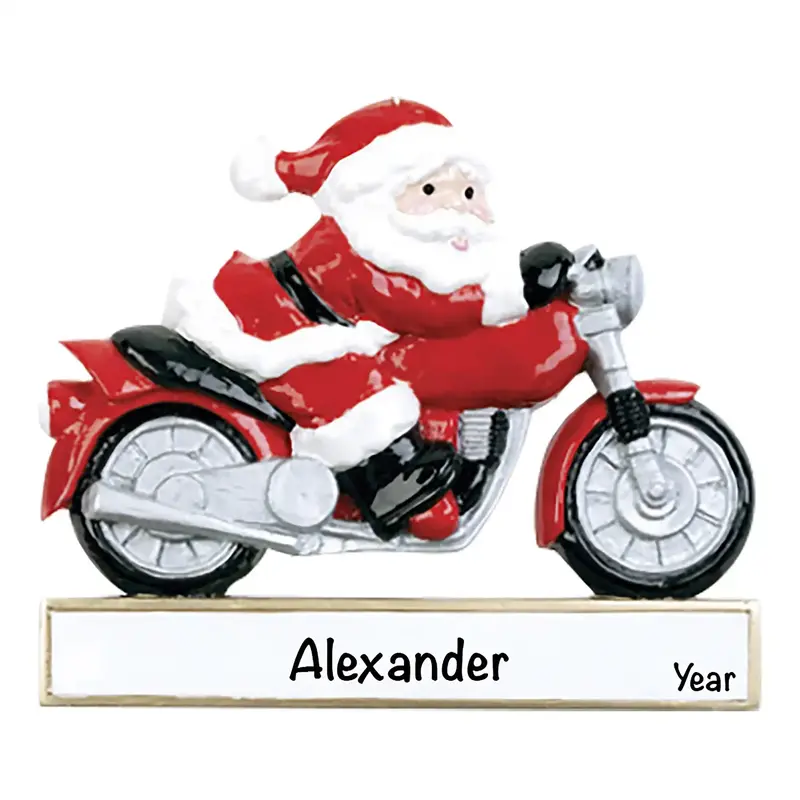 Santa On Motorcycle Personalized Ornament 1