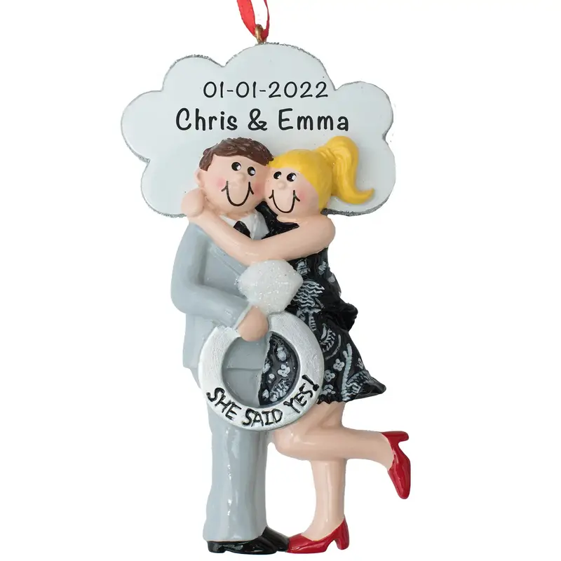 "She Said Yes" Engaged Couple Holiday Ornament – Blonde Style 1