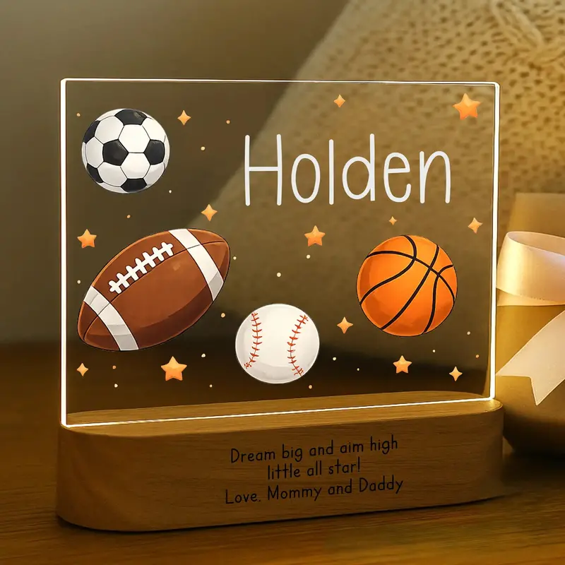 Sports Star Led Night Light – Customizable Team & Name 1