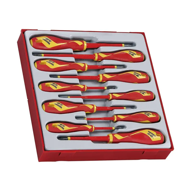 Teng Tools 1000V Insulated Screwdriver Set – 10-Piece, Slotted/Phillips/Pozidriv Blades 1