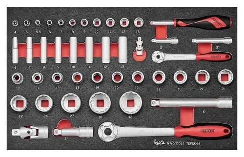 Teng Tools 44-Piece Socket & Accessory Set – Mixed-Drive 6- And 12-Point Shallow/Deep Sockets In Eva Tray (Tefsk44) 1