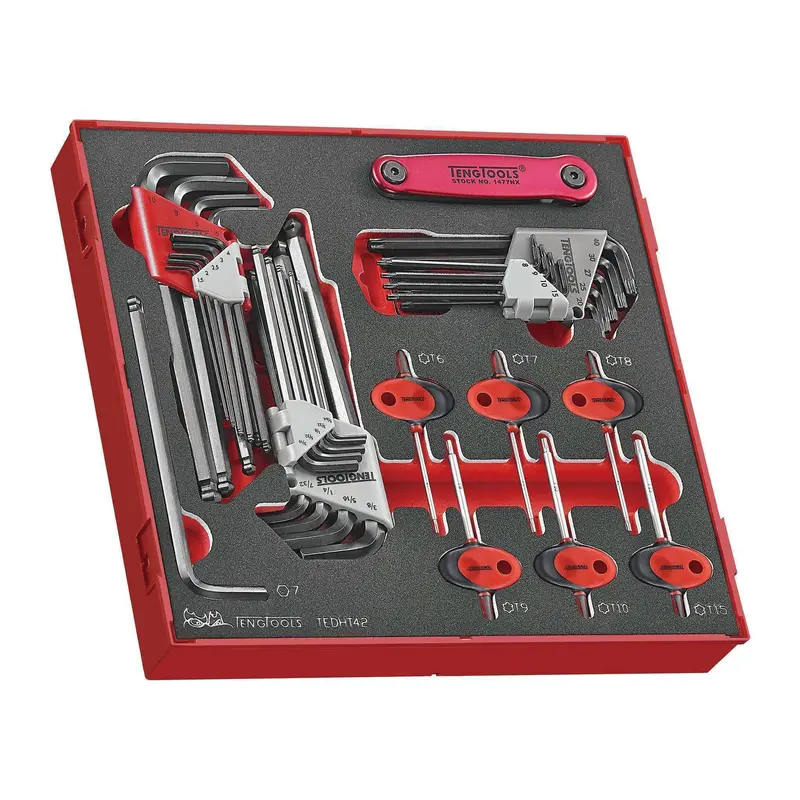 Teng Tools Allen Key Set – 42-Piece Metric & Sae Hex And Torx Wrenches In Protective Foam (Tedht42) 1
