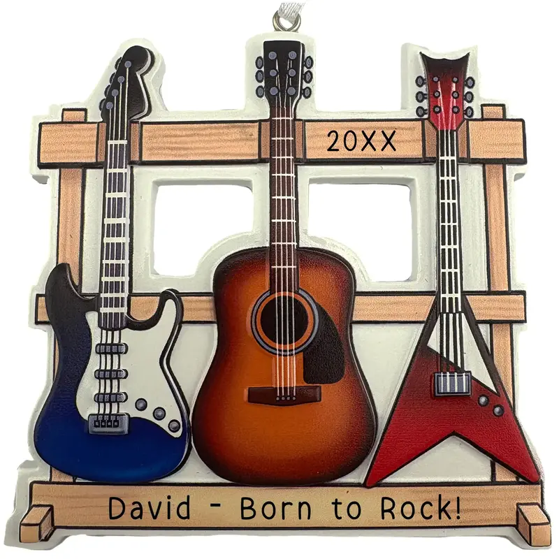 Three-Musician Guitar Trio Ornament (Acoustic, Electric, Bass) 1