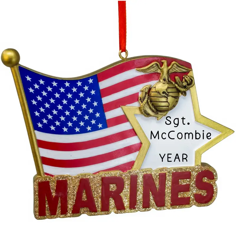 U.S. Marines Flag Ornament With Personalization 1