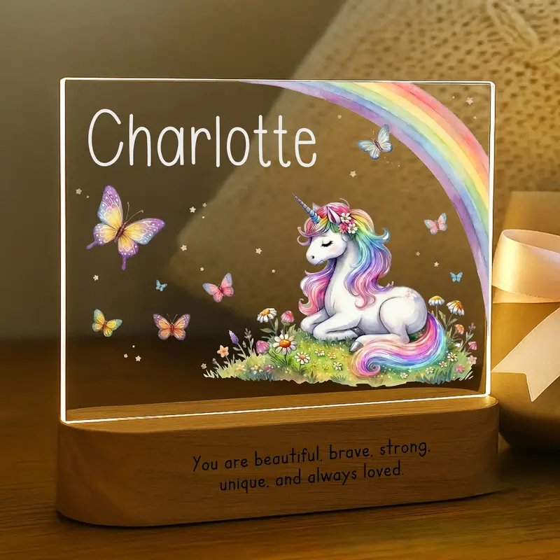 Unicorn Rainbow Led Night Light With Personalization 1