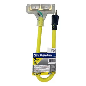 Voltec 2-Foot 3-Outlet Power Block Adapter For Jobsite Use 1