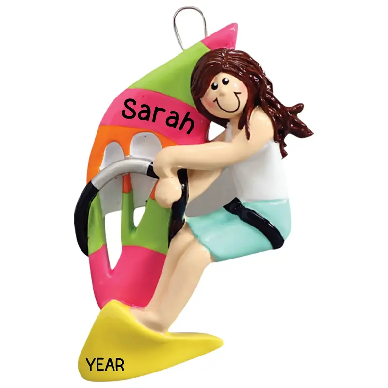 Windsurfing Girl Personalized Holiday Ornament 1