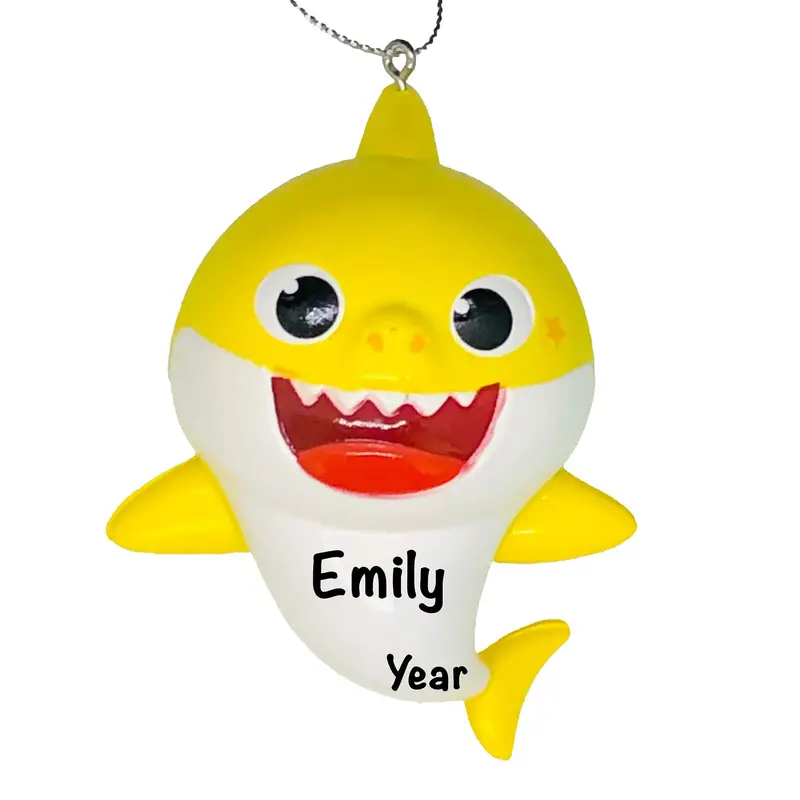 Yellow Baby Shark Christmas Ornament 1